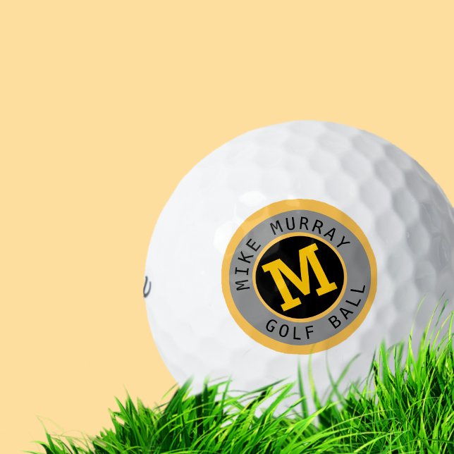 Golf ball with stylish circle monogram (Creator Uploaded)