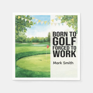 Golf ball with tee golfer Born to Golf Birthday Napkin