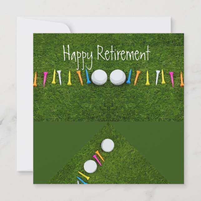 Golf ball with tee Happy Retirement Card (Front)