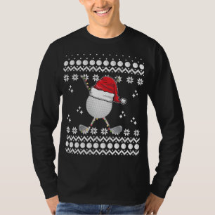 Golf Ball Xmas Santa Hat Funny Ugly Christmas Golf T-Shirt