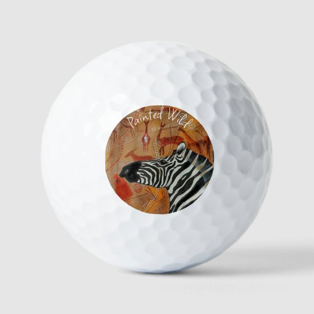Golf Ball Zebra Rock Painted Wild (Front)