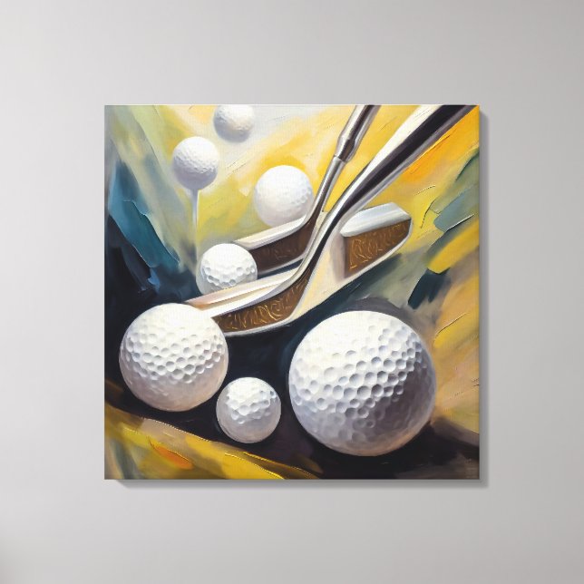 Golf Balls And Putter Painting - Canvas Art Print (Front)