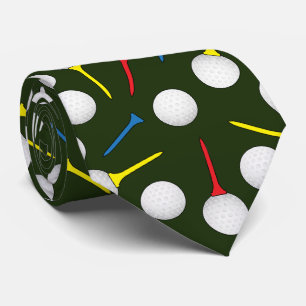 Golf Balls and Tees Pattern Golfer  Tie