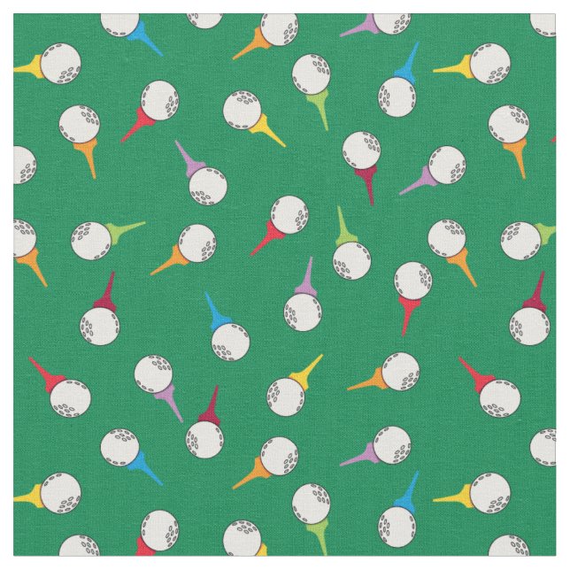 Golf Balls and Tees Print Fabric (Close Up)