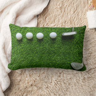 Golf Balls are on green grass Lumbar Cushion
