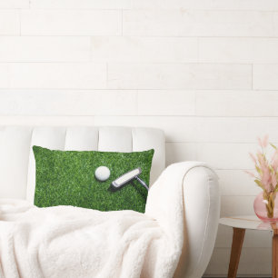 Golf Balls are on green grass Lumbar Cushion