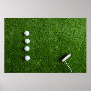 Golf Balls are on green grass Poster