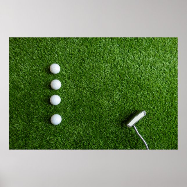 Golf Balls are on green grass Poster (Front)