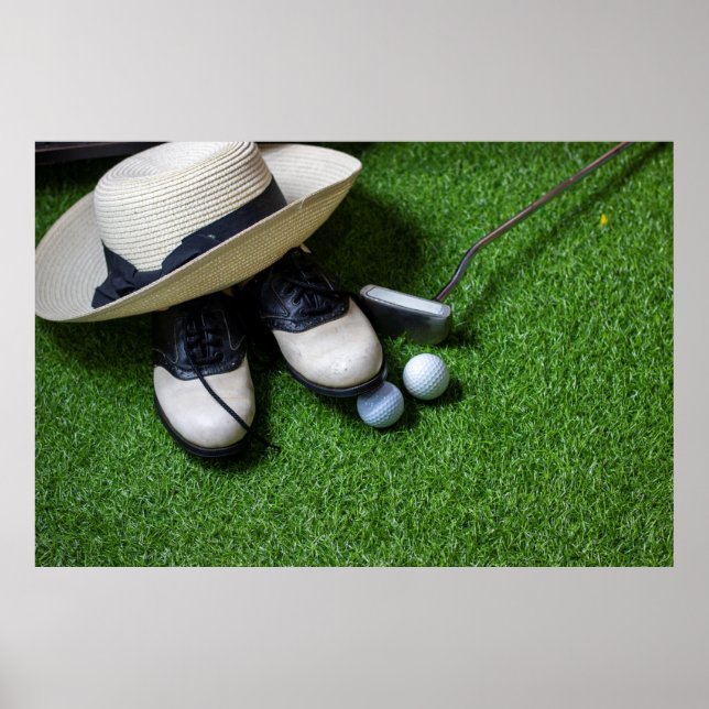 Golf Balls are on green grass Poster (Front)