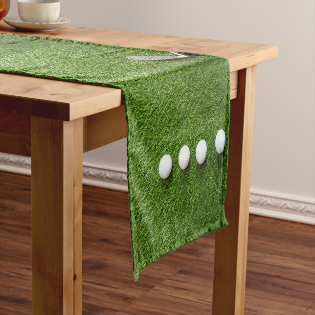 Golf Balls are on green grass Short Table Runner (In Situ)