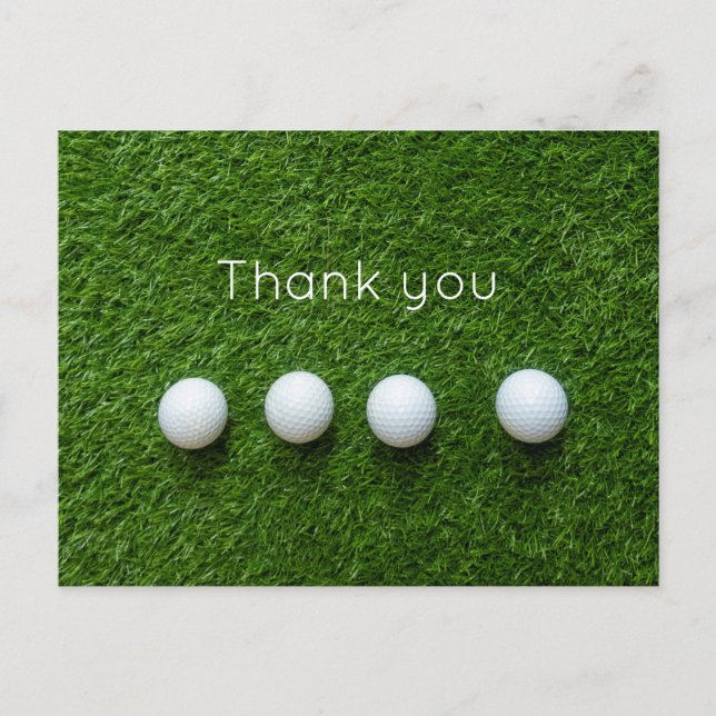 Golf balls are on green grass Thank you card (Front)