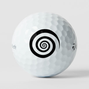 Golf Balls – Classic Black & White Hypnotic Spiral