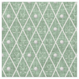 Golf Balls & Clubs Argyle on Fern Green Fabric