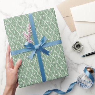 Golf Balls & Clubs Argyle on Fern Green Wrapping Paper