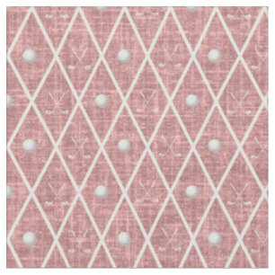 Golf Balls & Clubs Argyle on Rose Pink Fabric