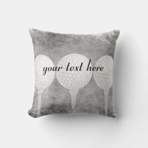 golf balls distressed grey add text golfers custom cushion
