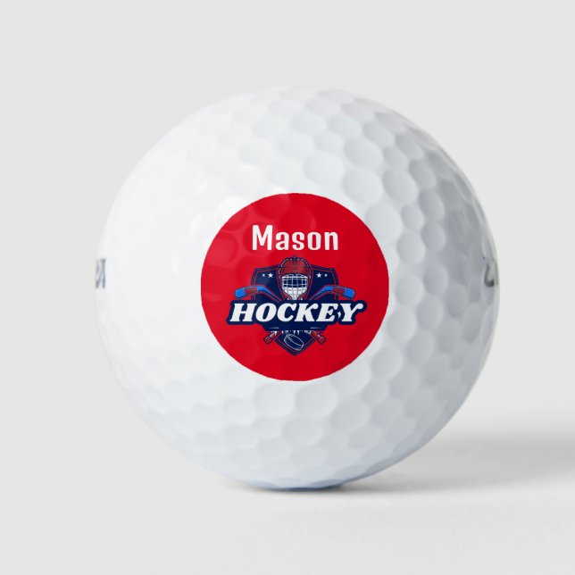 Golf Balls Hockey Gear - Personalised -Add Name  (Front)