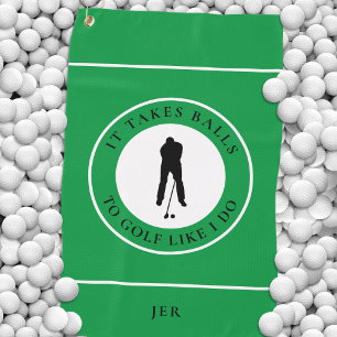 Golf Balls Humour Golfer Sports Pun Monogram Green Golf Towel