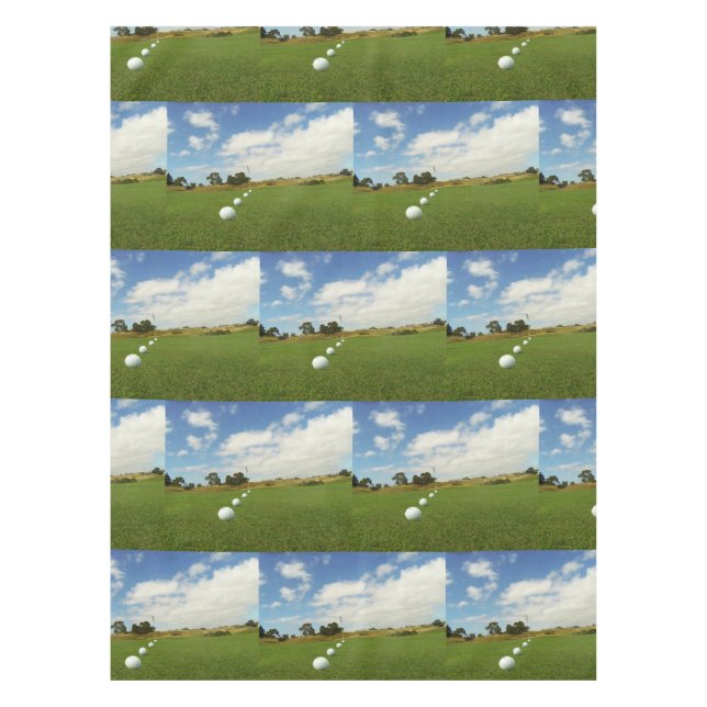 Golf Balls Lined Up To Flag, Tablecloth (Front)