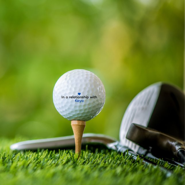 Golf Balls Modern Custom Fiance Name Blue Heart  (Personalized Golf Balls for Your Fiancé!)