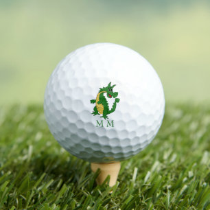Golf Balls Monogrammed Green Dragon Design