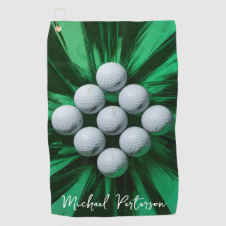 Golf Balls on Green Abstract Background Towel