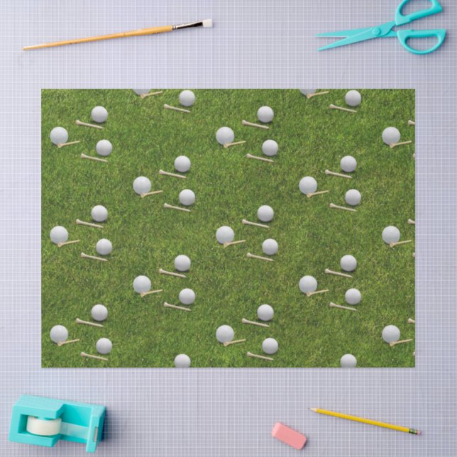 Golf Balls on  Green grass background Tissue Paper (Craft)