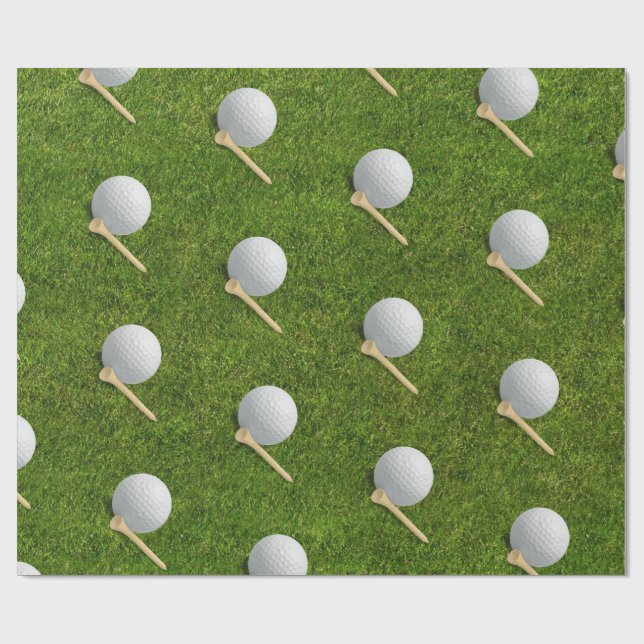 Golf Balls on  Green grass background Wrapping Paper (Flat)