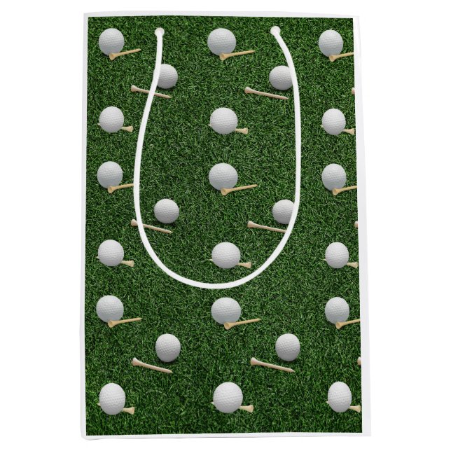 Golf balls on green grass medium gift bag (Front)