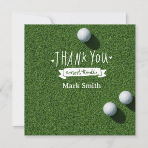 Golf  balls on green grass thank you card