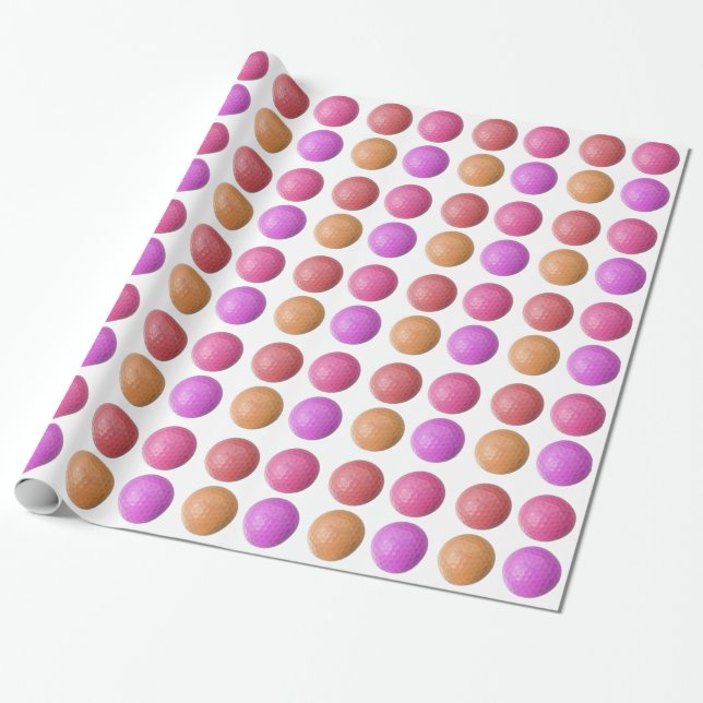 GOLF BALLS PATTERN FOR WOMEN, PINK GOLF BALL PAPER (Unrolled)