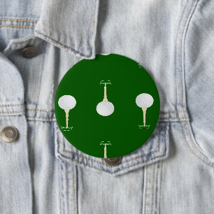 Golf balls pattern on green 10 cm round badge