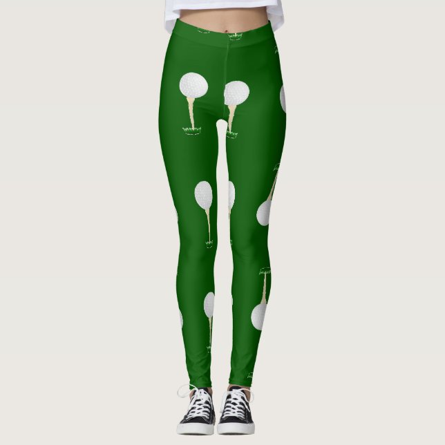 Golf balls pattern on green leggings (Front)