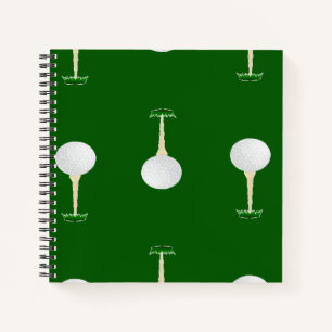 Golf balls pattern on green notebook