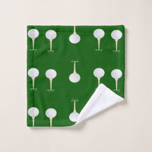 Golf balls pattern on green wash cloth