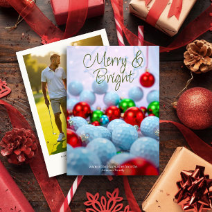 Golf Balls & Shiny Ornaments • Family Photo Holiday Card