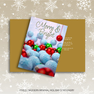 Golf Balls & Shiny Ornaments • Gold Holiday Card