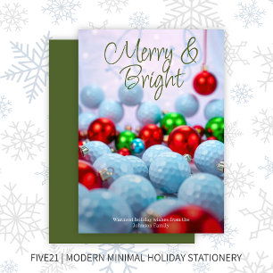 Golf Balls & Shiny Ornaments • Green Holiday Card