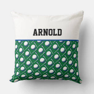 Golf Balls Tees NAME Golfing Fun Sports Decor Cushion