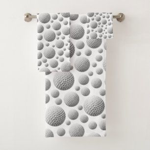 Golf Balls White Bath Towel Set