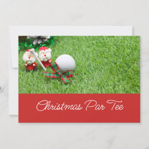 Golf balls with Christmas Gift on Green grass Invi Invitation