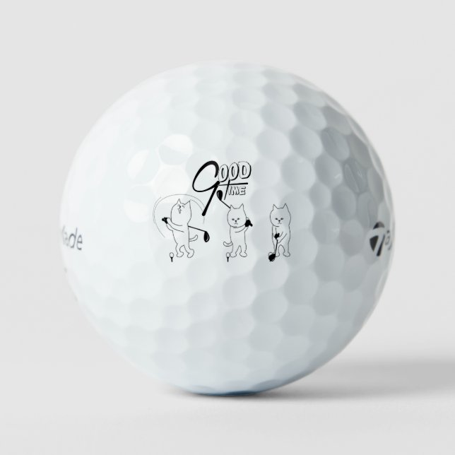 Golf balls with funny cat golfers (Front)