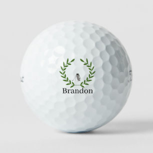 Golf Balls with Laurel wreath and golf bag