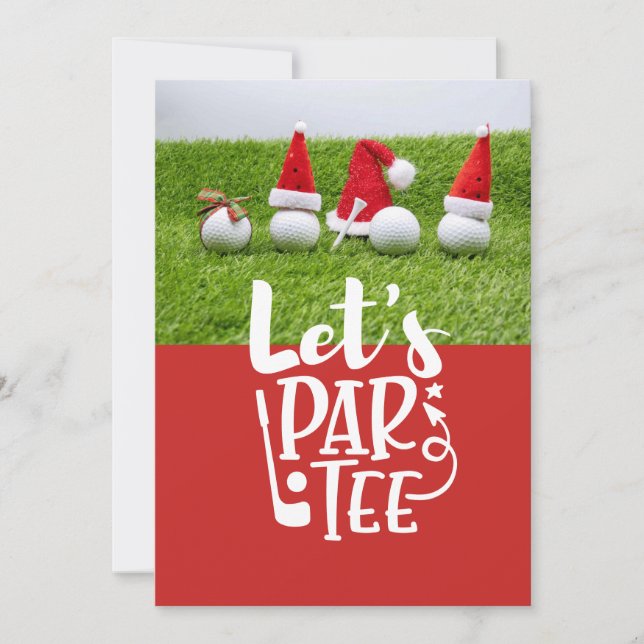 Golf balls with Santa hats Christmas Invitation (Front)