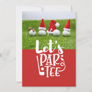 Golf balls with Santa hats Christmas Invitation