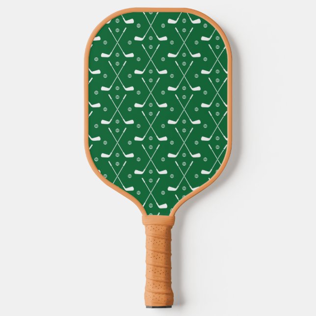 Golf Bat And Green Backgrond Pickleball Paddle (Front)
