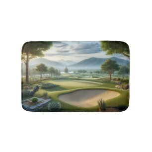 Golf Bath Mat With Scenic Golf Course