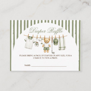 Golf Bear Baby Shower Diaper Raffle Enclosure Card