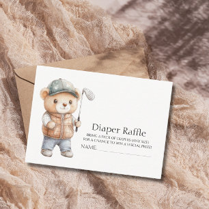 Golf Bear Lets Par - Tee Baby Shower Diaper Raffle Enclosure Card