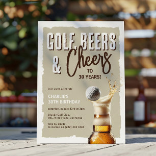 Golf, Beers & Cheers to 30 Years Birthday Invitation